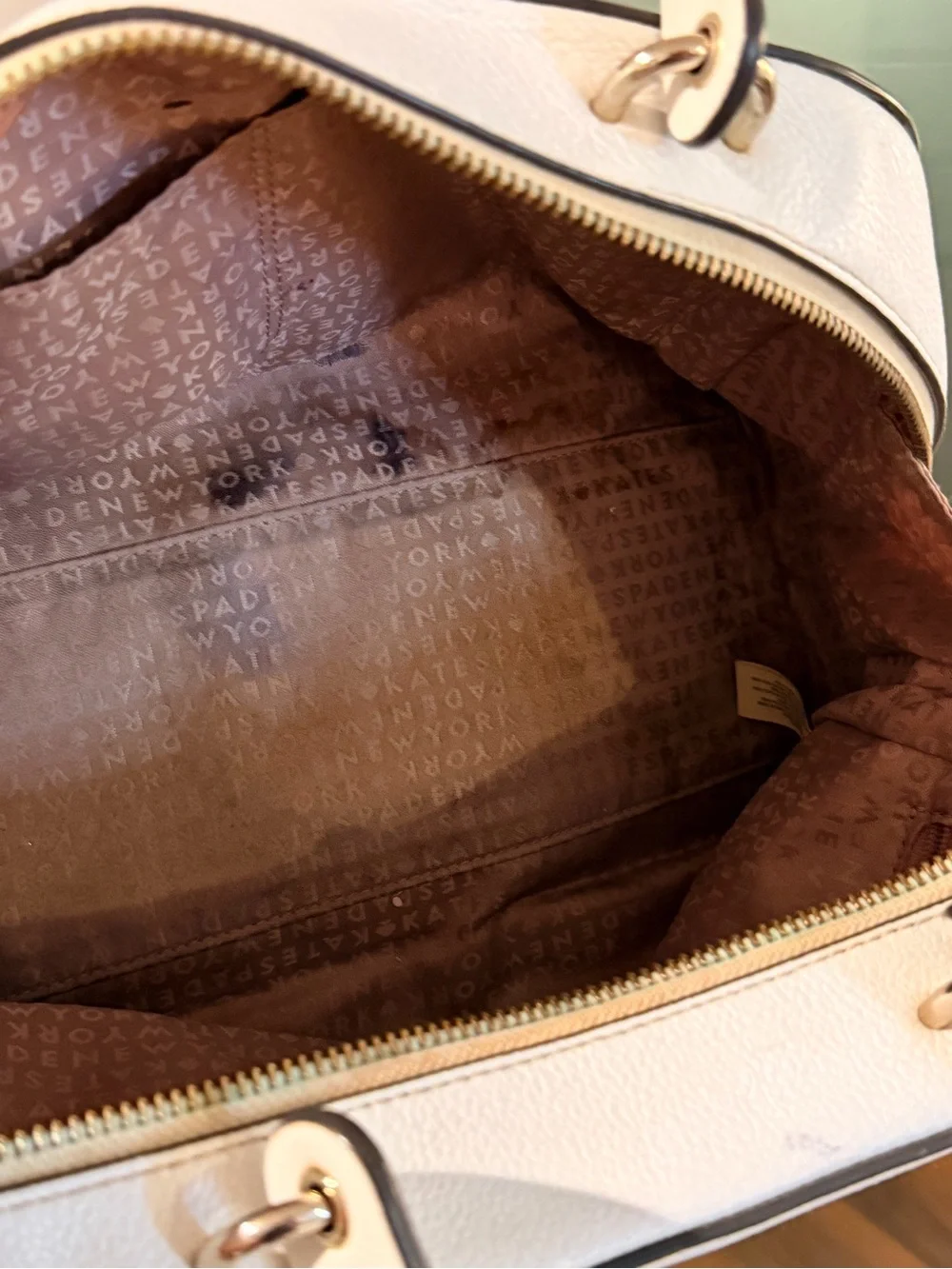 Kate Spade Atwood Place Bayley Cream Pebbled Leather Dome Satchel with Tassel